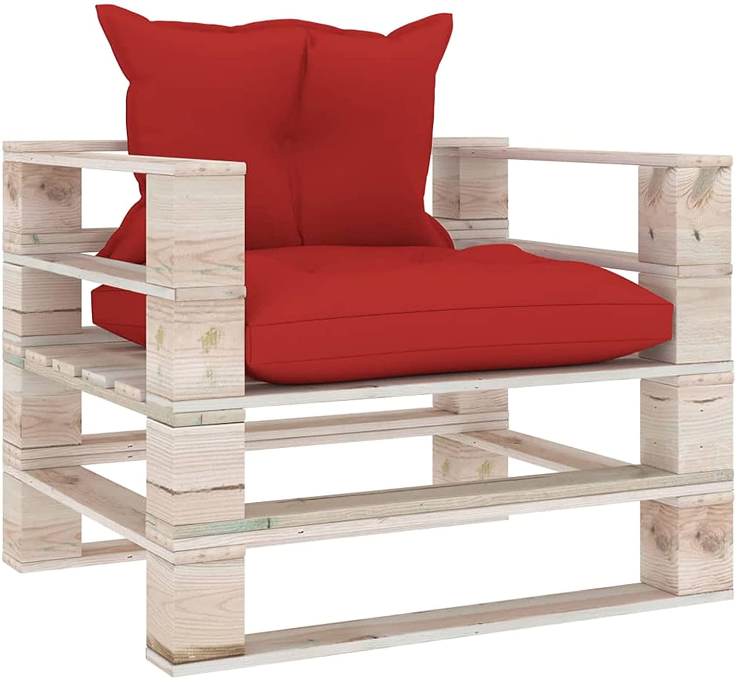 CONJUNTO NÂº2: Sofa de Palets Madera de Pino Individual - Color Rojo